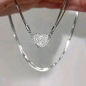 Elegant Silver Heart Pendant Necklace